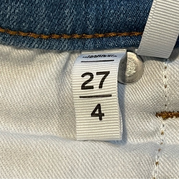 Loft The Kick Crop Denim Jeans Womens Size 27/4 Blue Bootcut Button Fly - Picture 6 of 12